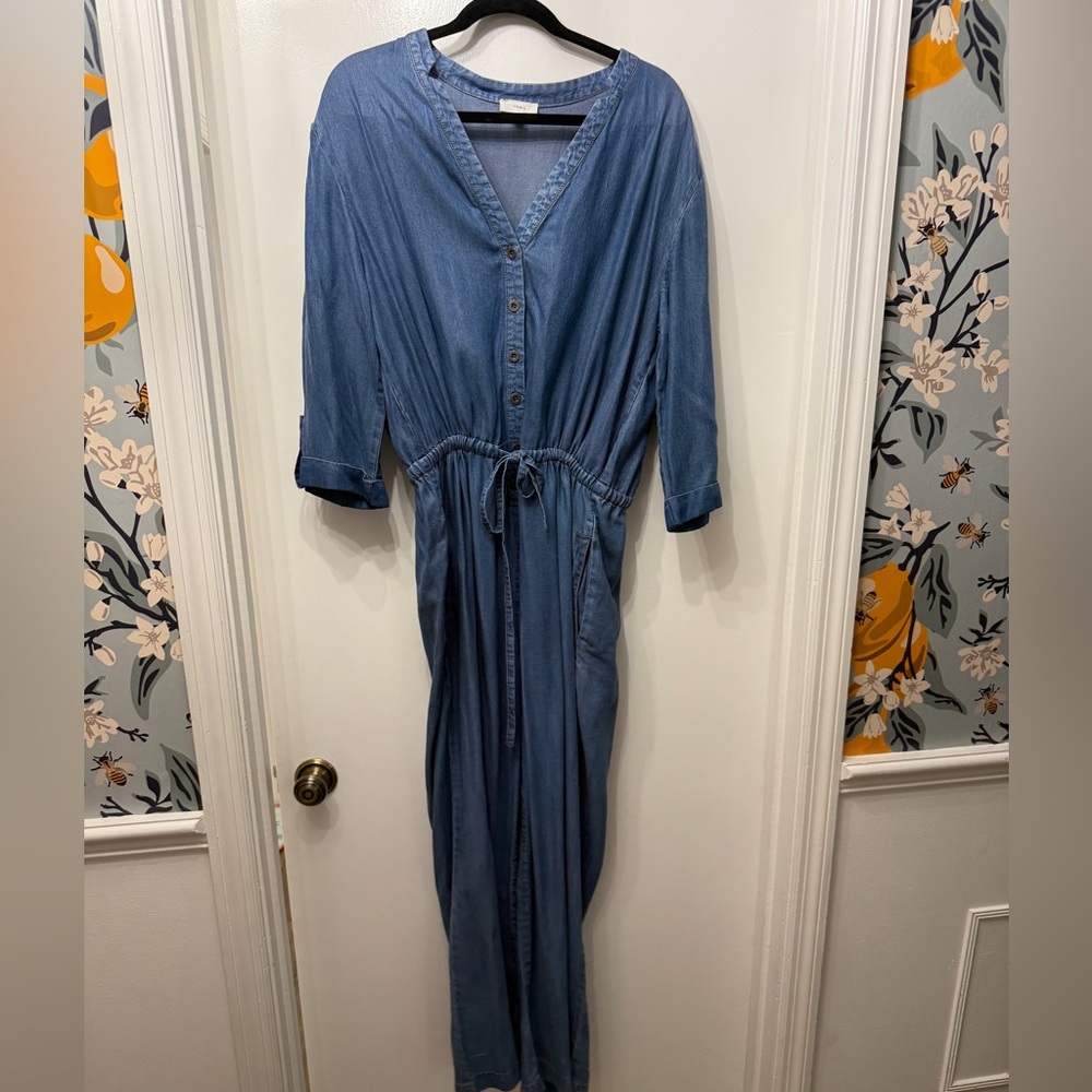 A Loves A Chambray Denim Drawstring Jumpsuit - Picture 2 of 4